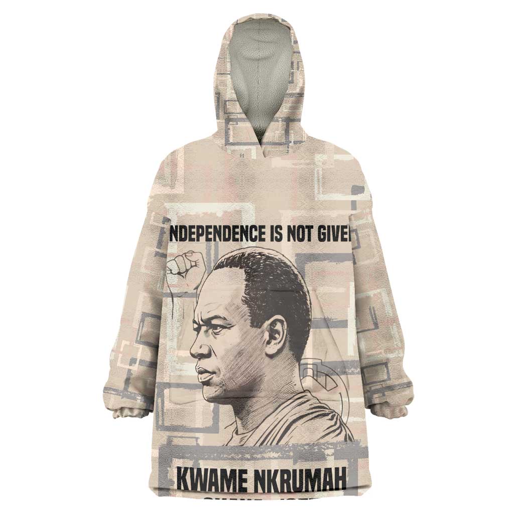 Kwame Nkrumah Kid Wearable Blanket Hoodie with Raised Fist Design and Independence Quote Ghana 1957 Tribute - African Pride