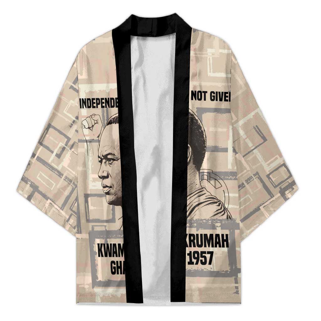 Kwame Nkrumah Kimono with Raised Fist Design and Independence Quote Ghana 1957 Tribute - African Pride