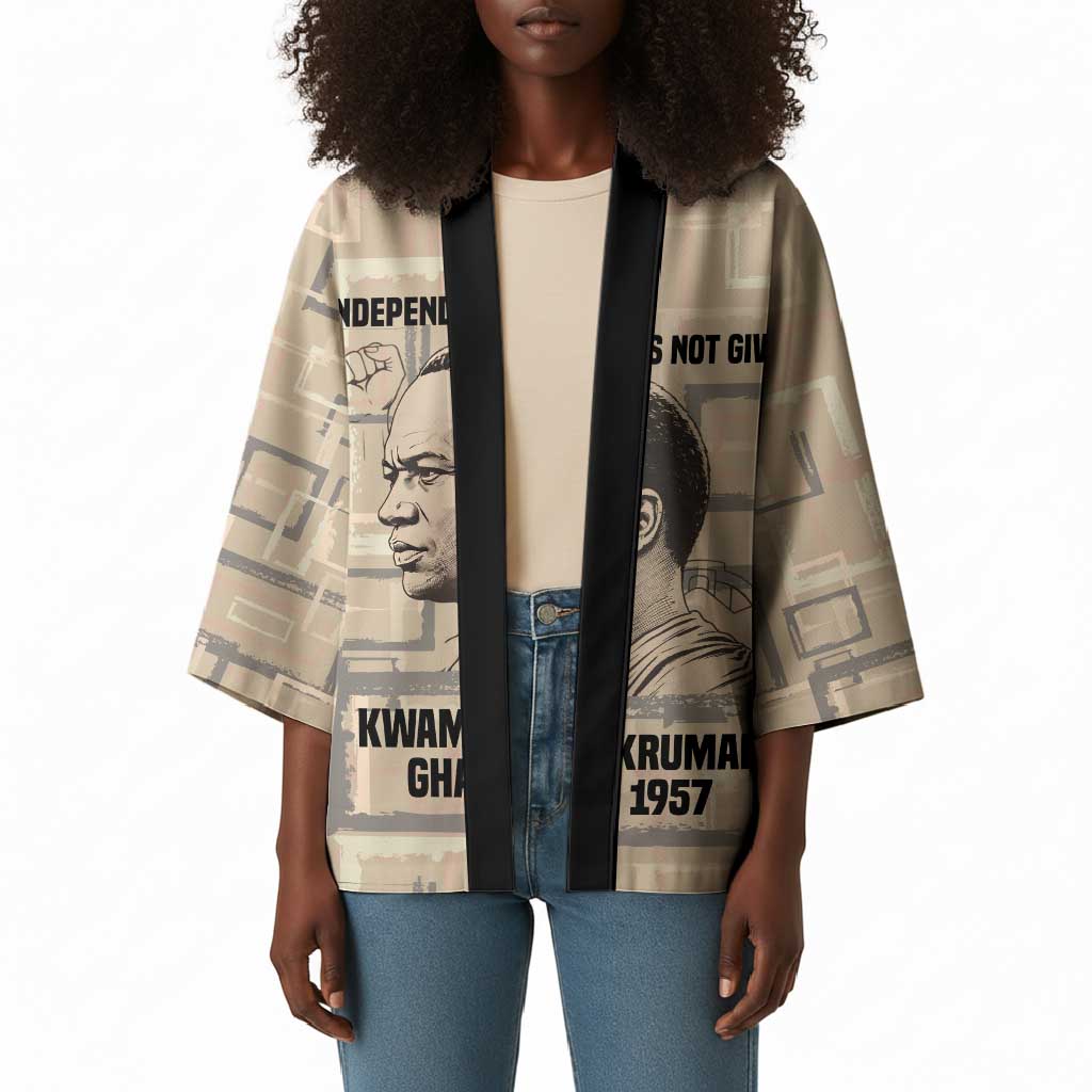 Kwame Nkrumah Kimono with Raised Fist Design and Independence Quote Ghana 1957 Tribute - African Pride