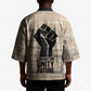 Kwame Nkrumah Kimono with Raised Fist Design and Independence Quote Ghana 1957 Tribute - African Pride