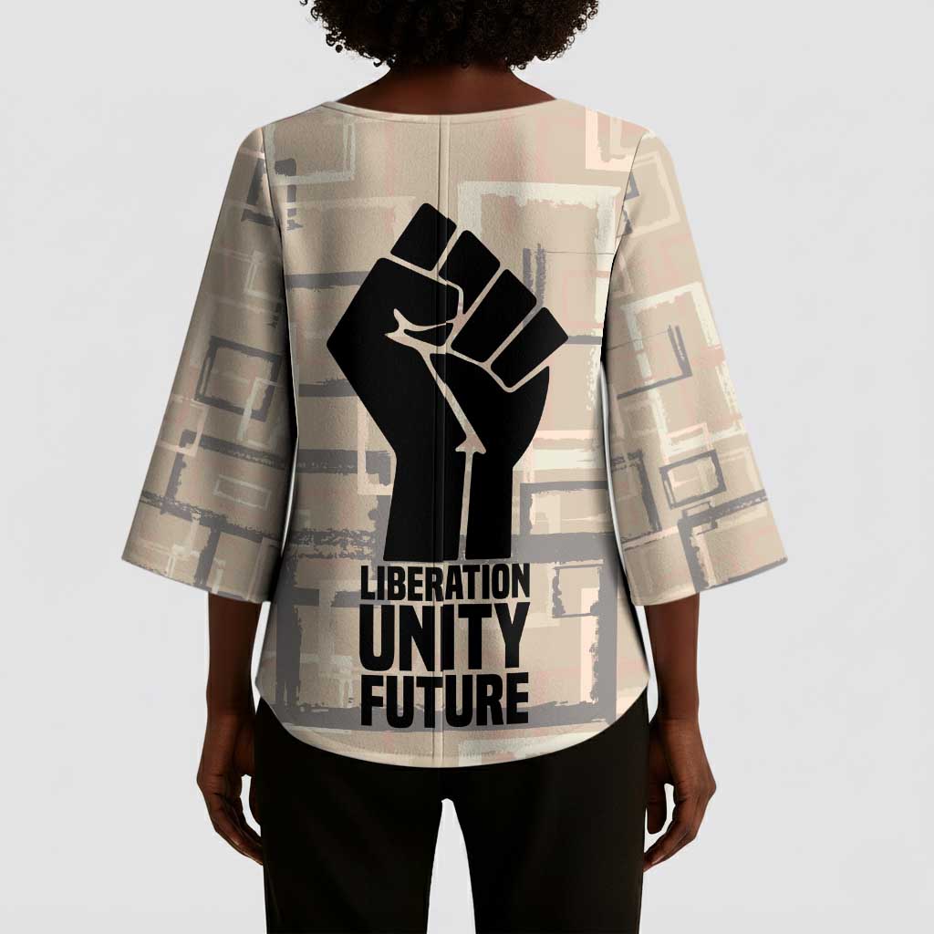 Kwame Nkrumah Kimono Sleeve Blouse with Raised Fist Design and Independence Quote Ghana 1957 Tribute - African Pride