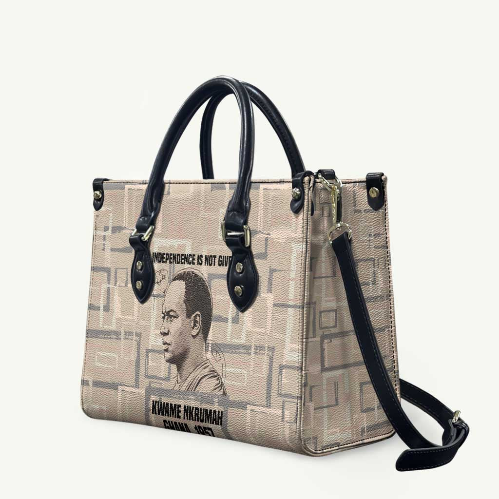 Kwame Nkrumah Leather Bag with Raised Fist Design and Independence Quote Ghana 1957 Tribute - African Pride