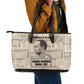 Kwame Nkrumah Leather Tote Bag with Raised Fist Design and Independence Quote Ghana 1957 Tribute - African Pride