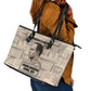 Kwame Nkrumah Leather Tote Bag with Raised Fist Design and Independence Quote Ghana 1957 Tribute - African Pride