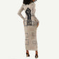 Kwame Nkrumah Long Sleeve Bodycon Dress with Raised Fist Design and Independence Quote Ghana 1957 Tribute - African Pride