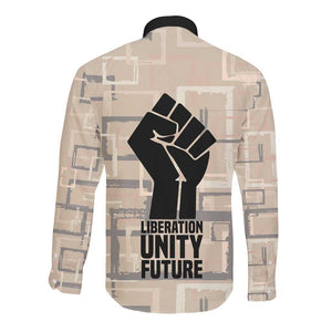 Kwame Nkrumah Long Sleeve Button Shirt with Raised Fist Design and Independence Quote Ghana 1957 Tribute - African Pride