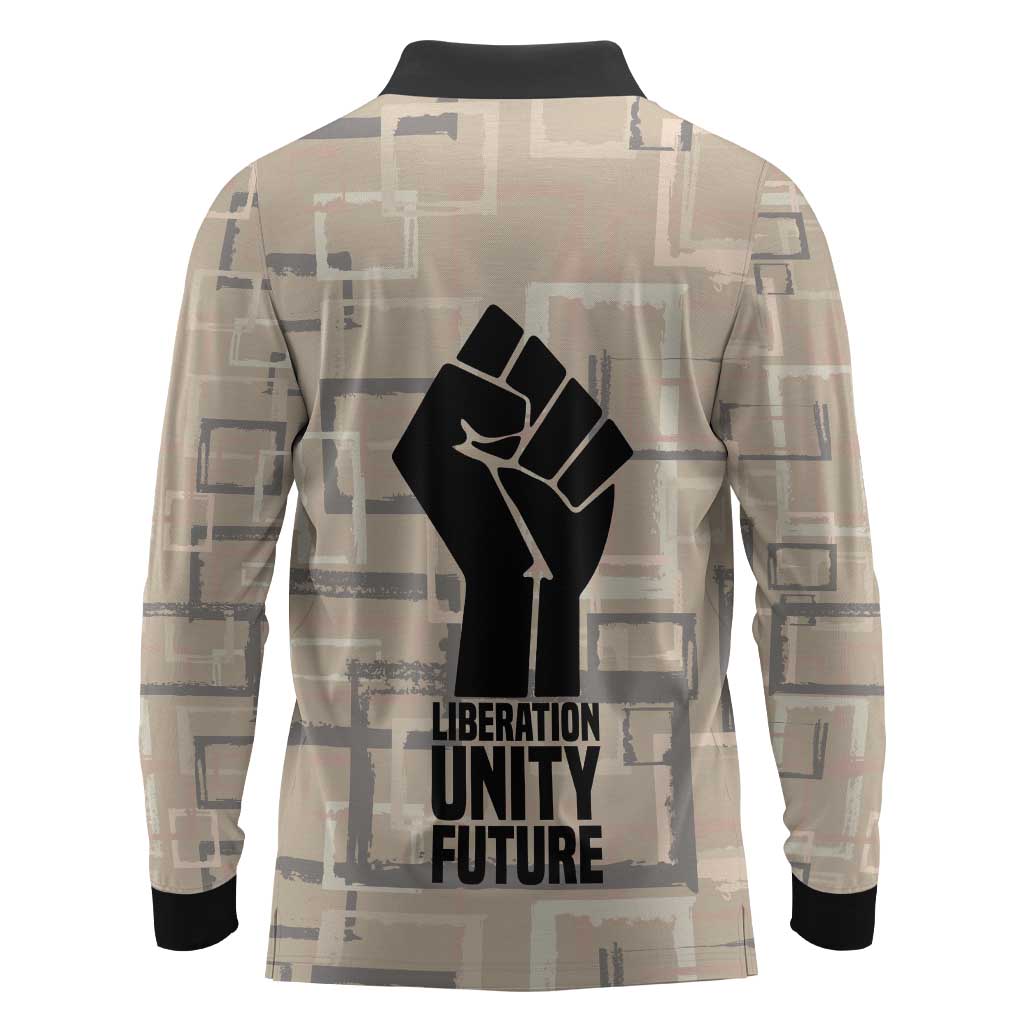 Kwame Nkrumah Long Sleeve Polo Shirt with Raised Fist Design and Independence Quote Ghana 1957 Tribute - African Pride