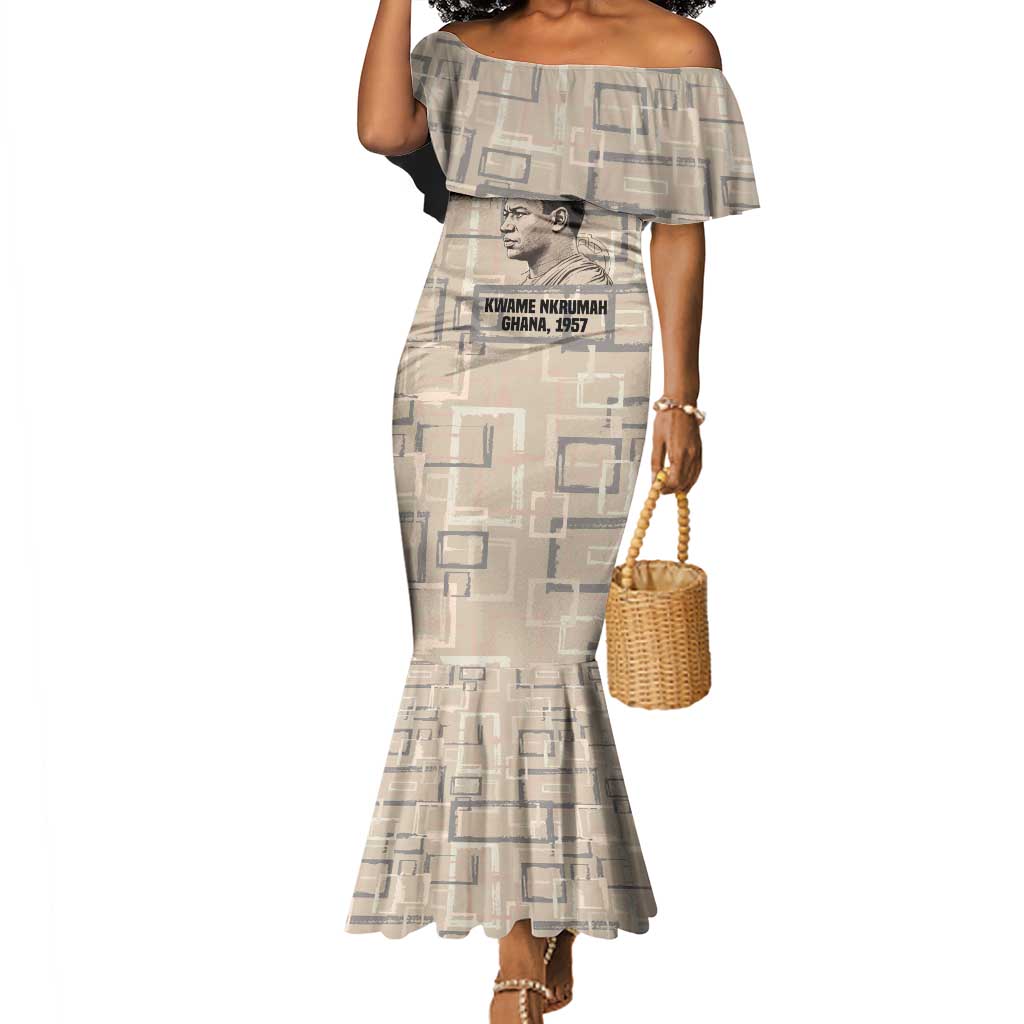 Kwame Nkrumah Mermaid Dress with Raised Fist Design and Independence Quote Ghana 1957 Tribute - African Pride