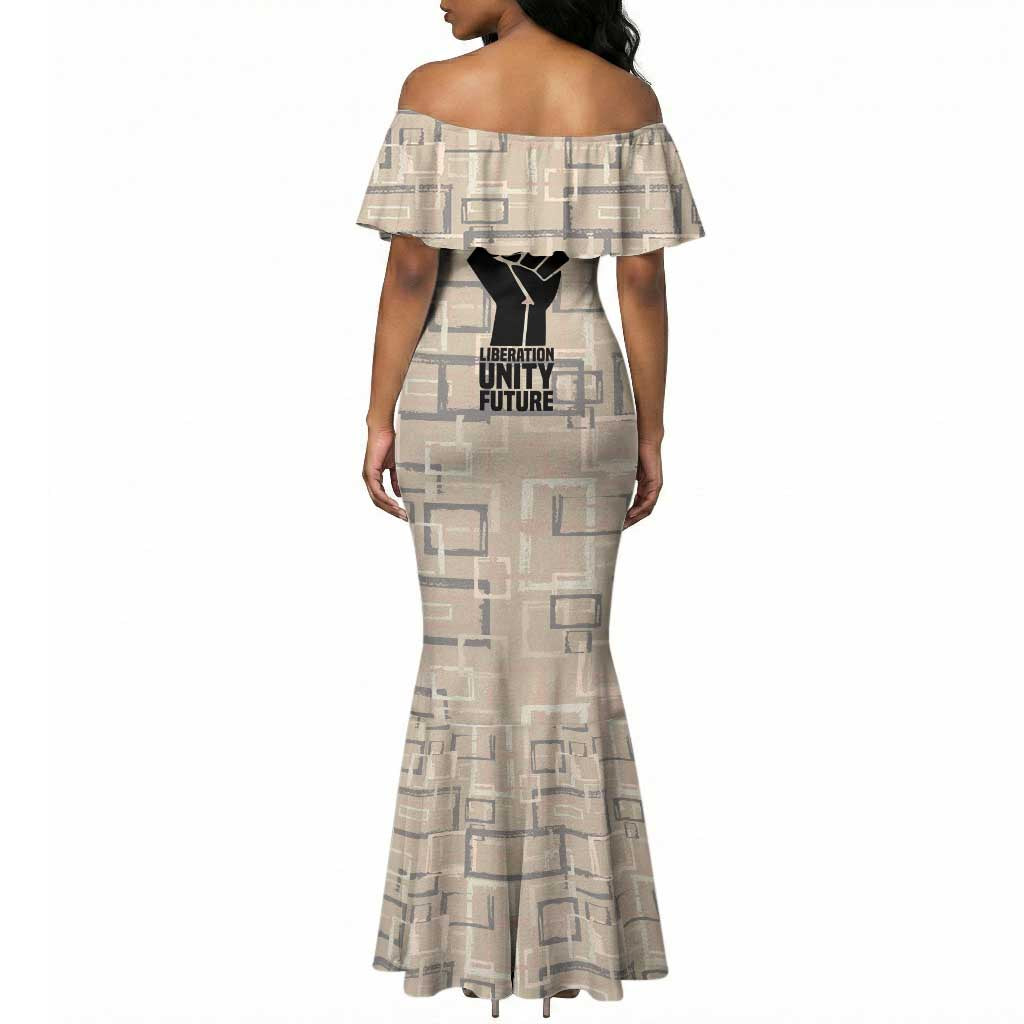 Kwame Nkrumah Mermaid Dress with Raised Fist Design and Independence Quote Ghana 1957 Tribute - African Pride