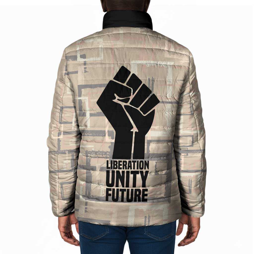 Kwame Nkrumah Padded Jacket with Raised Fist Design and Independence Quote Ghana 1957 Tribute - African Pride