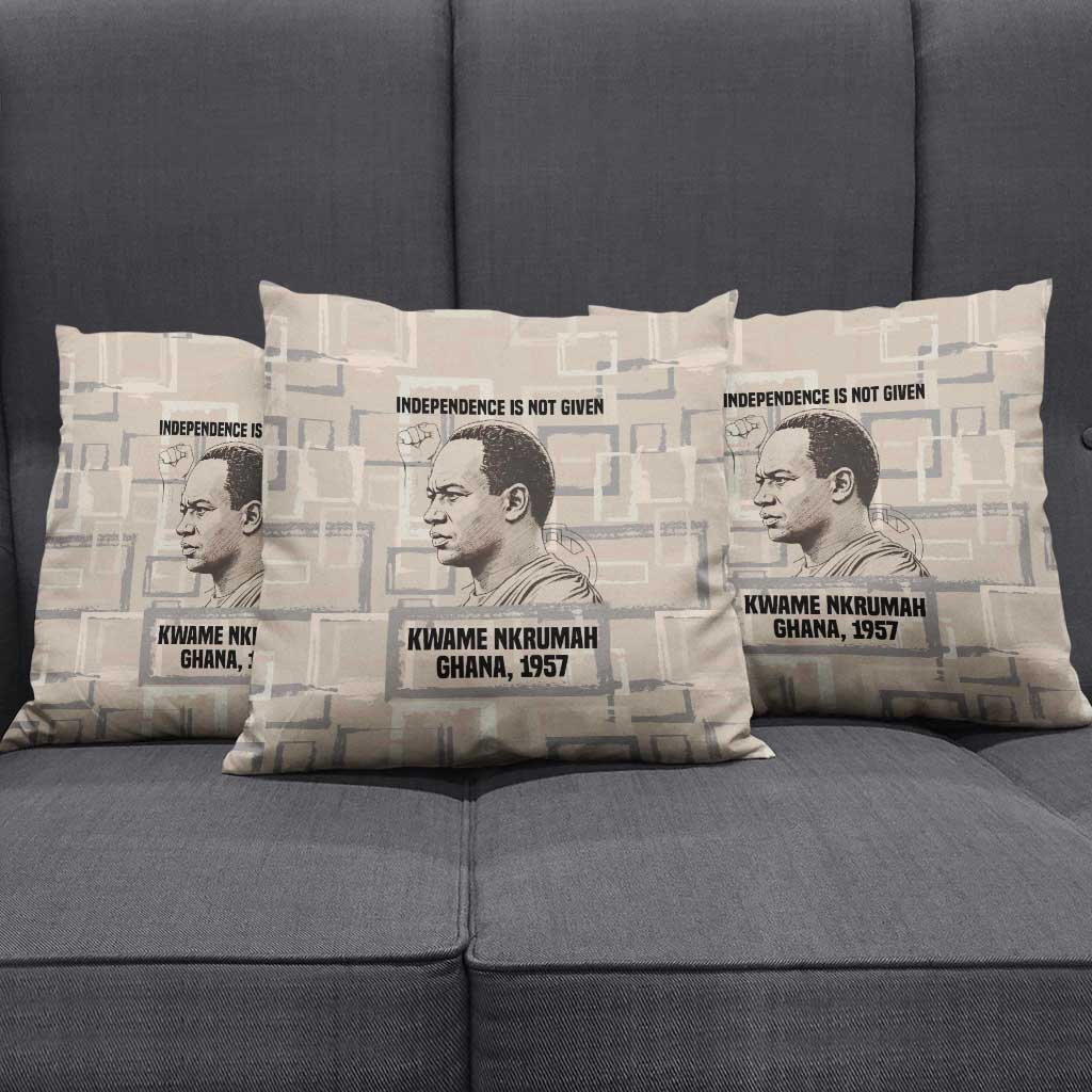 Kwame Nkrumah Pillow Cover with Raised Fist Design and Independence Quote Ghana 1957 Tribute - African Pride