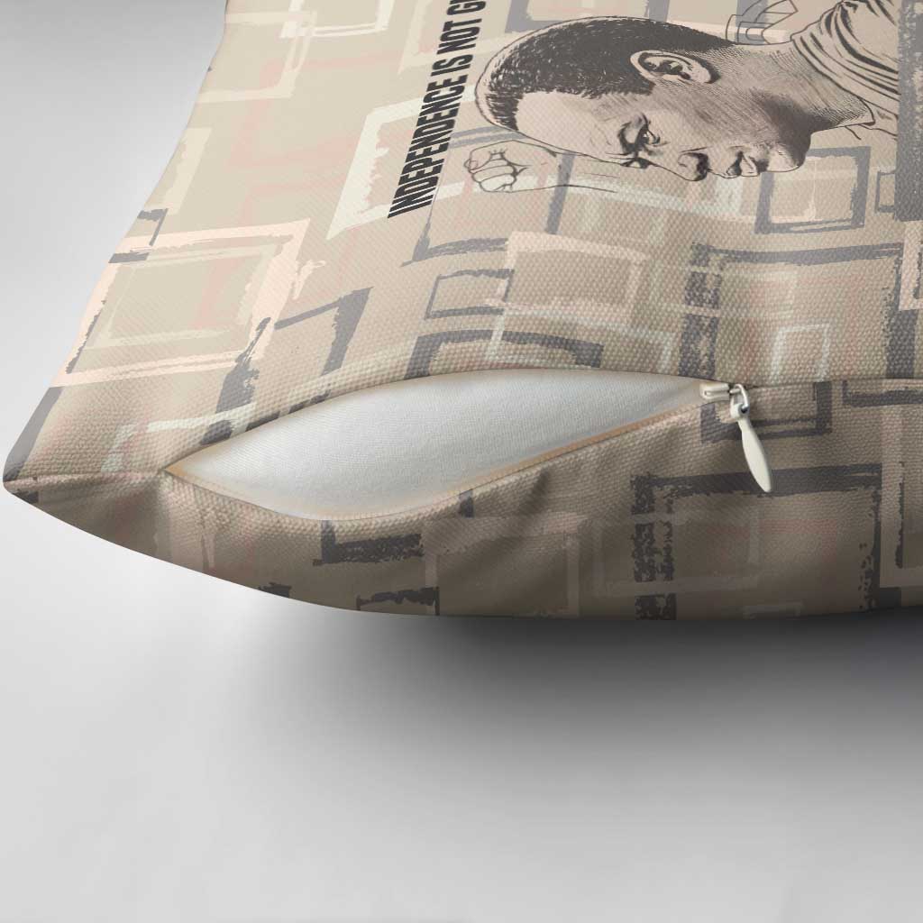 Kwame Nkrumah Pillow Cover with Raised Fist Design and Independence Quote Ghana 1957 Tribute - African Pride