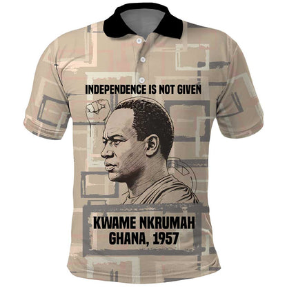 Kwame Nkrumah Polo Shirt with Raised Fist Design and Independence Quote Ghana 1957 Tribute - African Pride