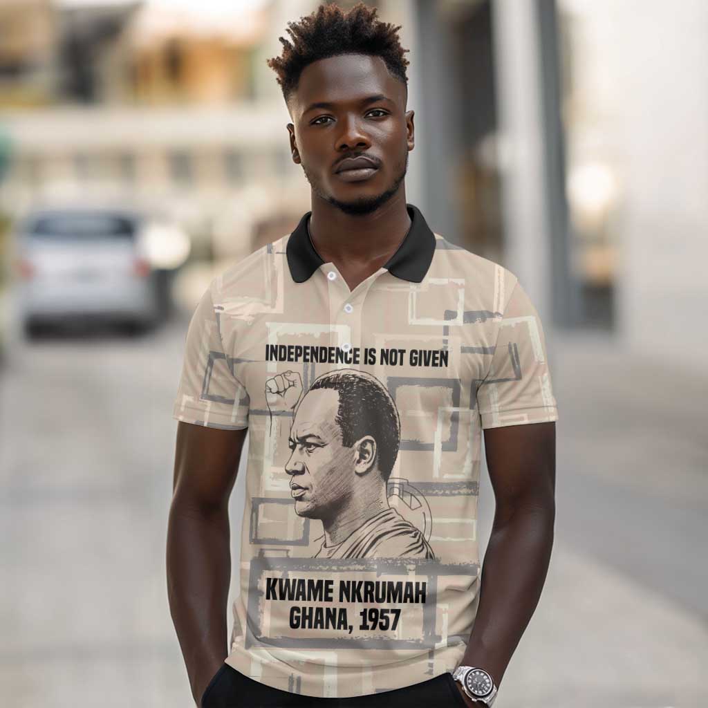 Kwame Nkrumah Polo Shirt with Raised Fist Design and Independence Quote Ghana 1957 Tribute - African Pride
