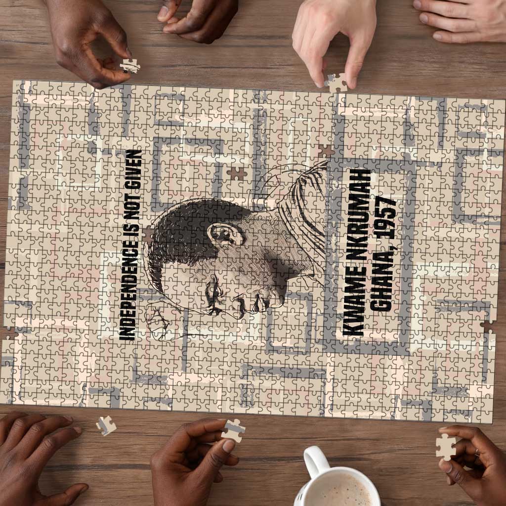 Kwame Nkrumah Puzzle with Raised Fist Design and Independence Quote Ghana 1957 Tribute - African Pride
