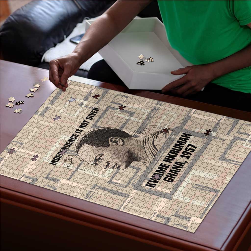 Kwame Nkrumah Puzzle with Raised Fist Design and Independence Quote Ghana 1957 Tribute - African Pride