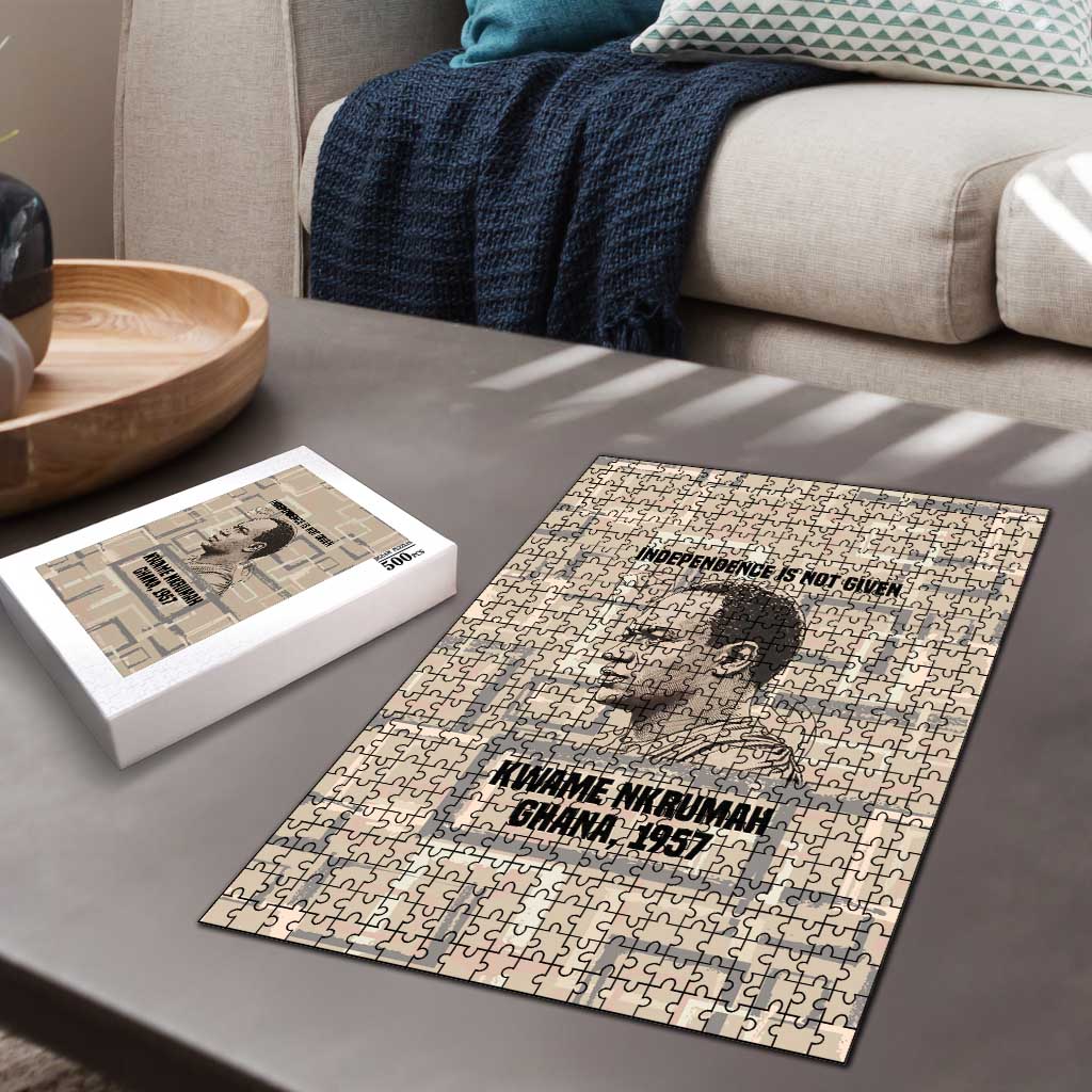 Kwame Nkrumah Puzzle with Raised Fist Design and Independence Quote Ghana 1957 Tribute - African Pride