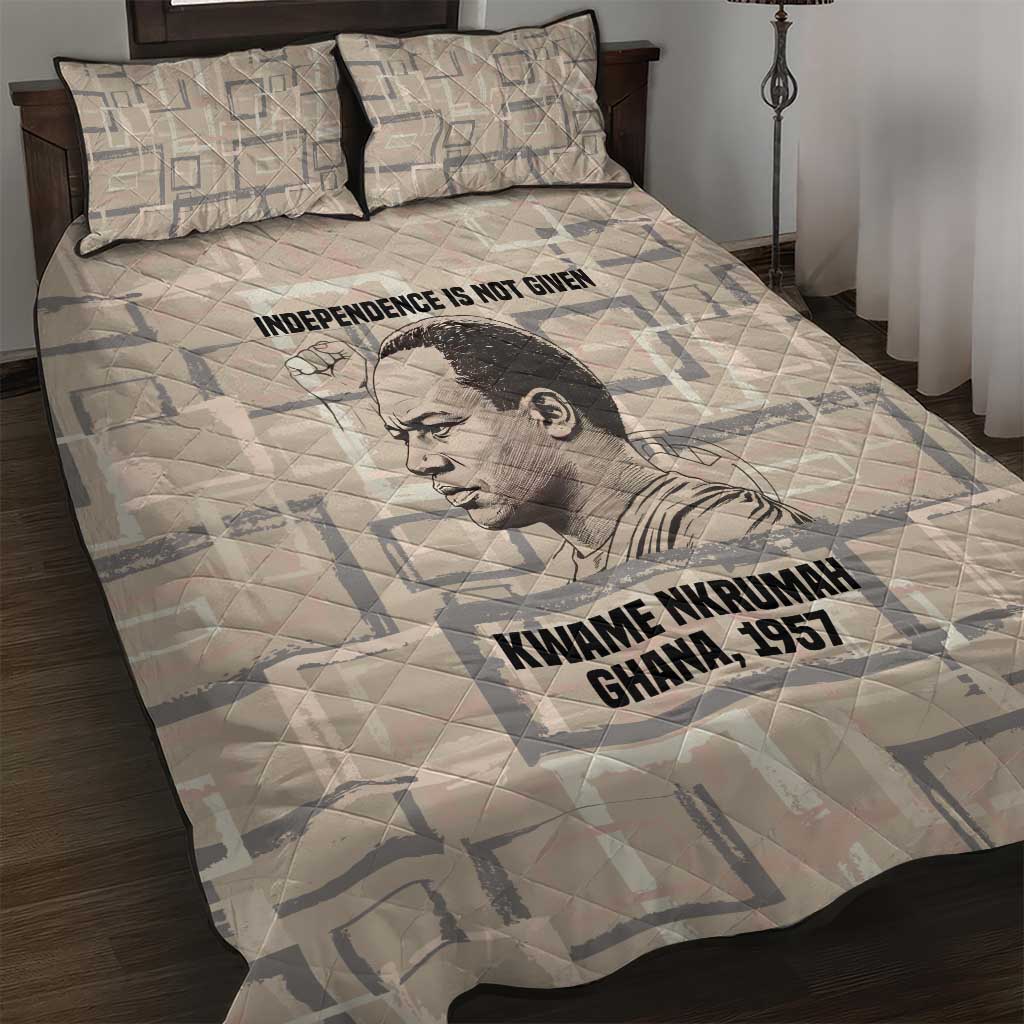 Kwame Nkrumah Quilt Bed Set with Raised Fist Design and Independence Quote Ghana 1957 Tribute - African Pride