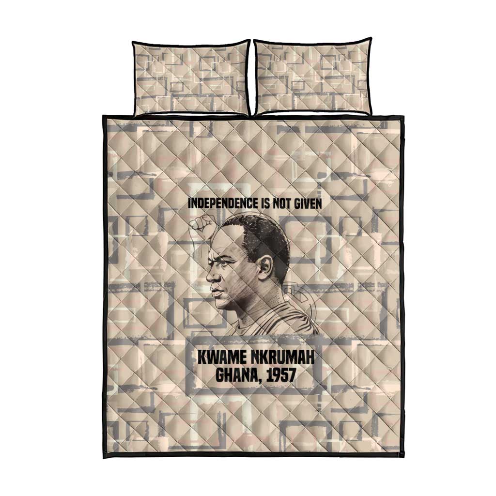 Kwame Nkrumah Quilt Bed Set with Raised Fist Design and Independence Quote Ghana 1957 Tribute - African Pride