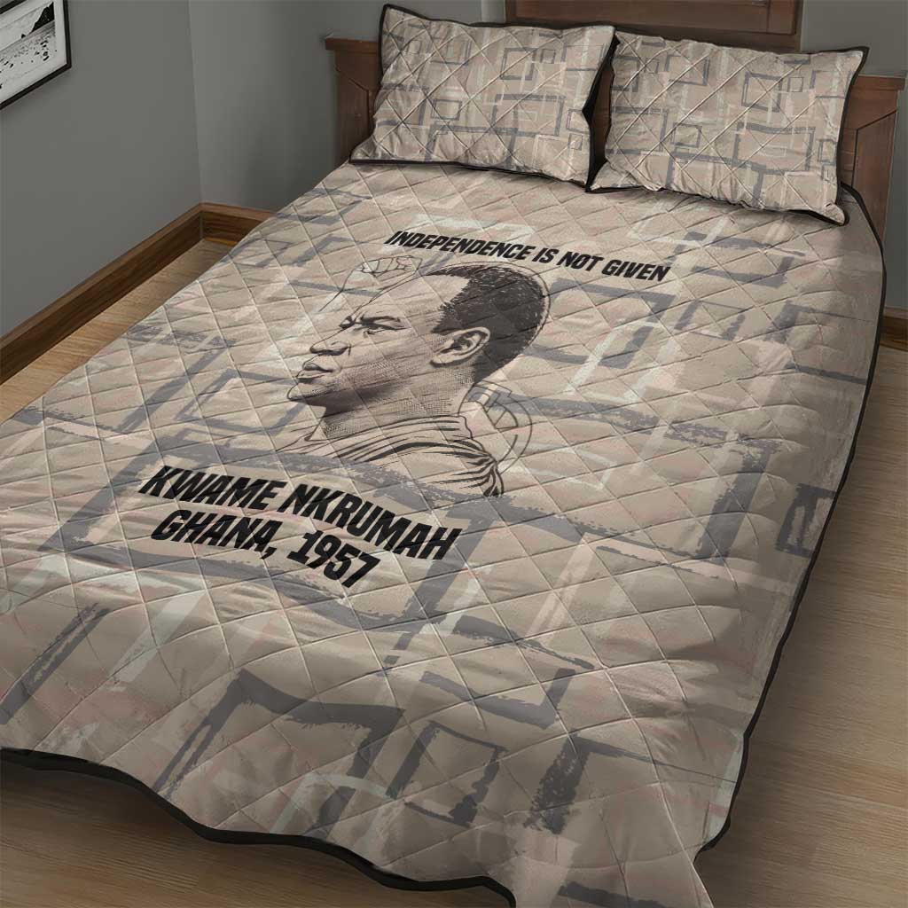Kwame Nkrumah Quilt Bed Set with Raised Fist Design and Independence Quote Ghana 1957 Tribute - African Pride