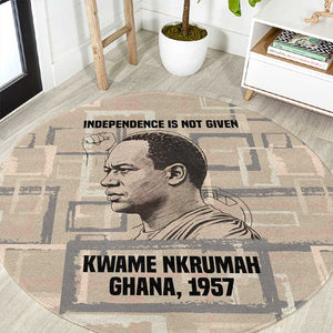 Kwame Nkrumah Round Carpet with Raised Fist Design and Independence Quote Ghana 1957 Tribute - African Pride