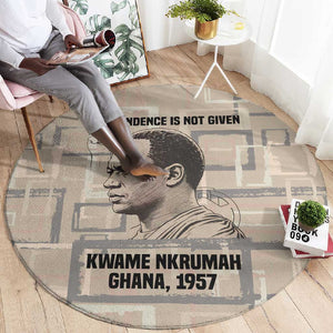 Kwame Nkrumah Round Carpet with Raised Fist Design and Independence Quote Ghana 1957 Tribute - African Pride