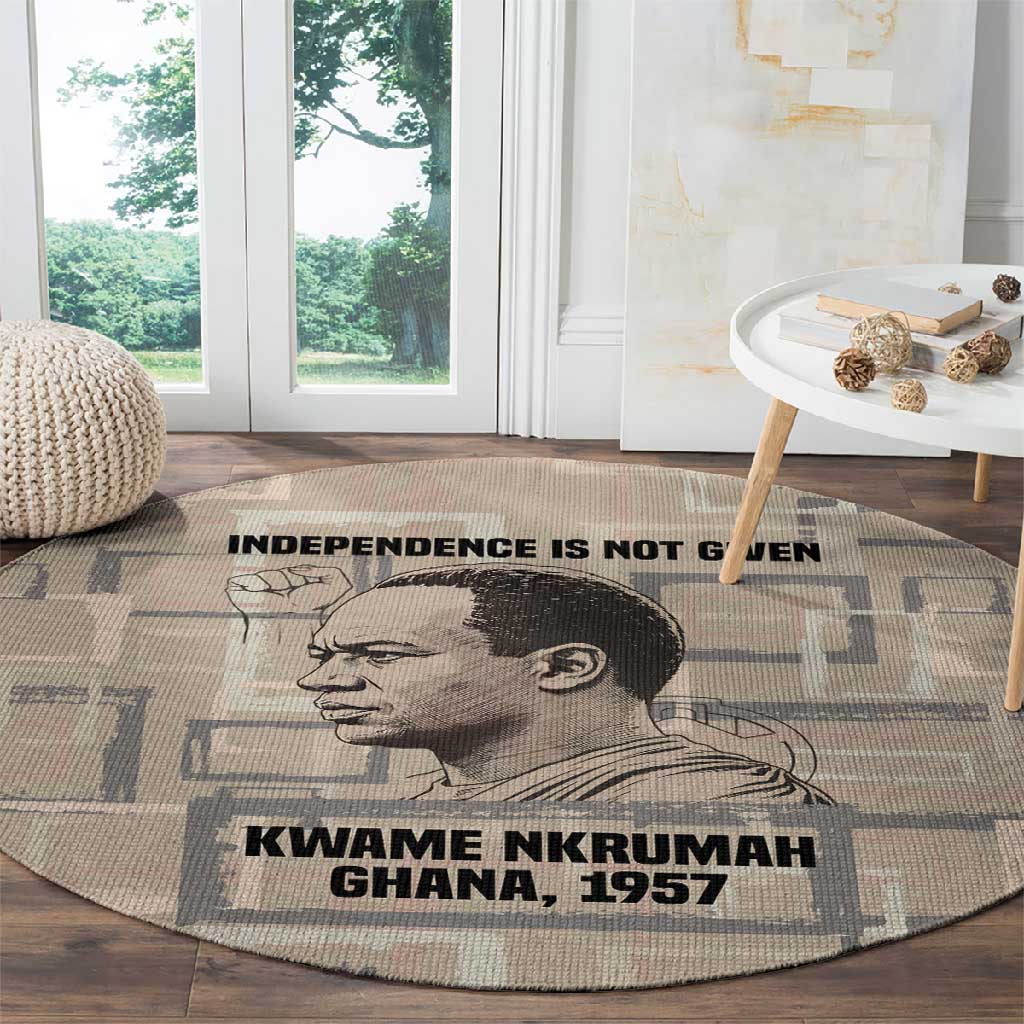 Kwame Nkrumah Round Carpet with Raised Fist Design and Independence Quote Ghana 1957 Tribute - African Pride