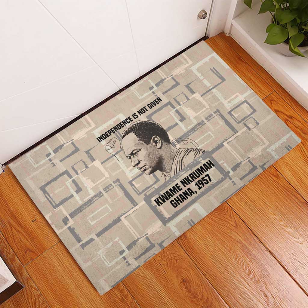 Kwame Nkrumah Rubber Doormat with Raised Fist Design and Independence Quote Ghana 1957 Tribute - African Pride