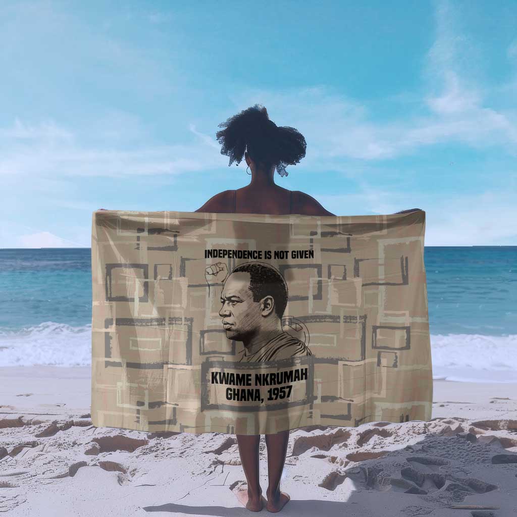 Kwame Nkrumah Sarong with Raised Fist Design and Independence Quote Ghana 1957 Tribute - African Pride