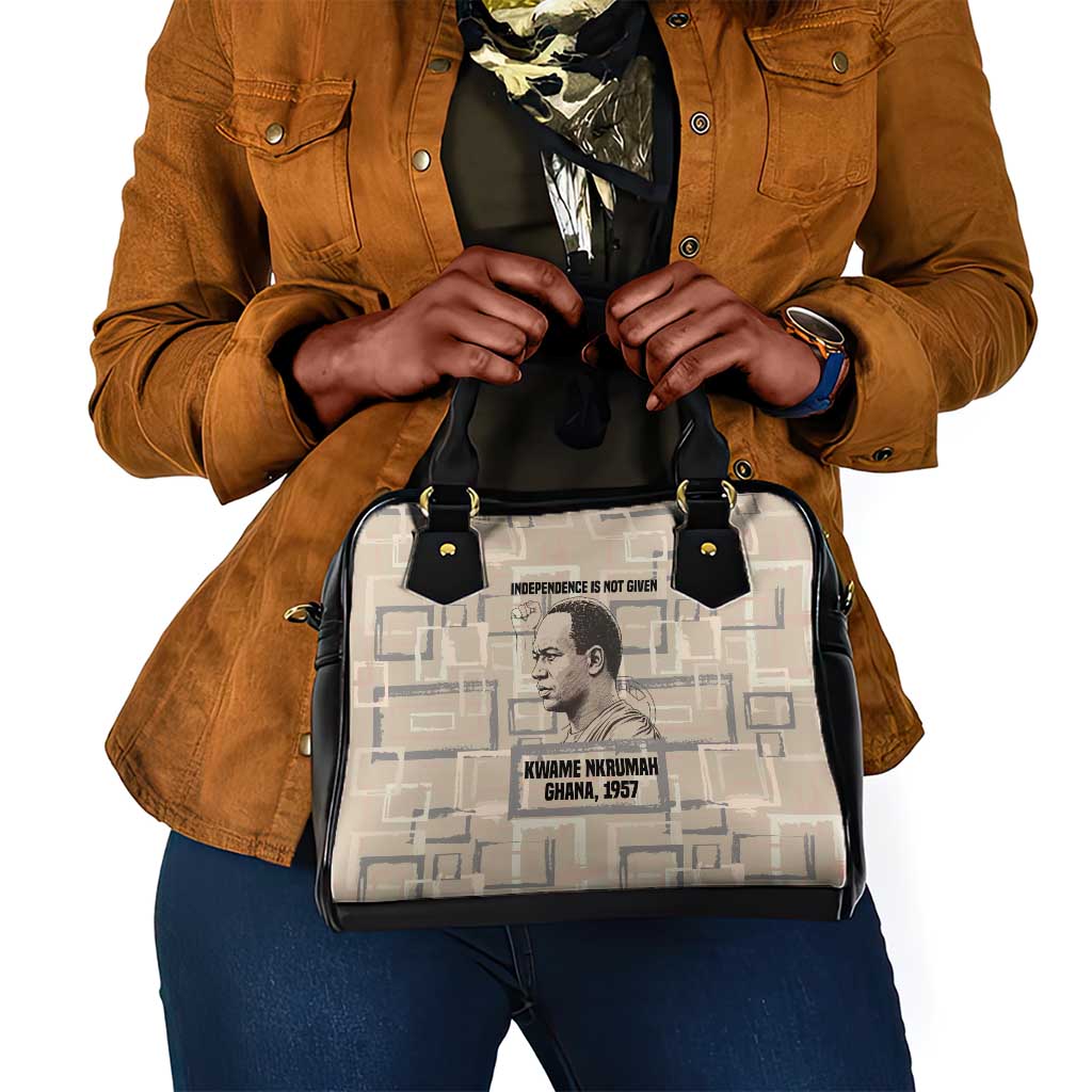 Kwame Nkrumah Shoulder Handbag with Raised Fist Design and Independence Quote Ghana 1957 Tribute - African Pride