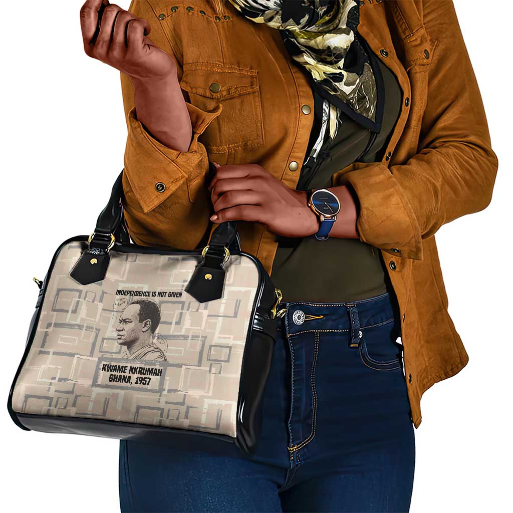 Kwame Nkrumah Shoulder Handbag with Raised Fist Design and Independence Quote Ghana 1957 Tribute - African Pride