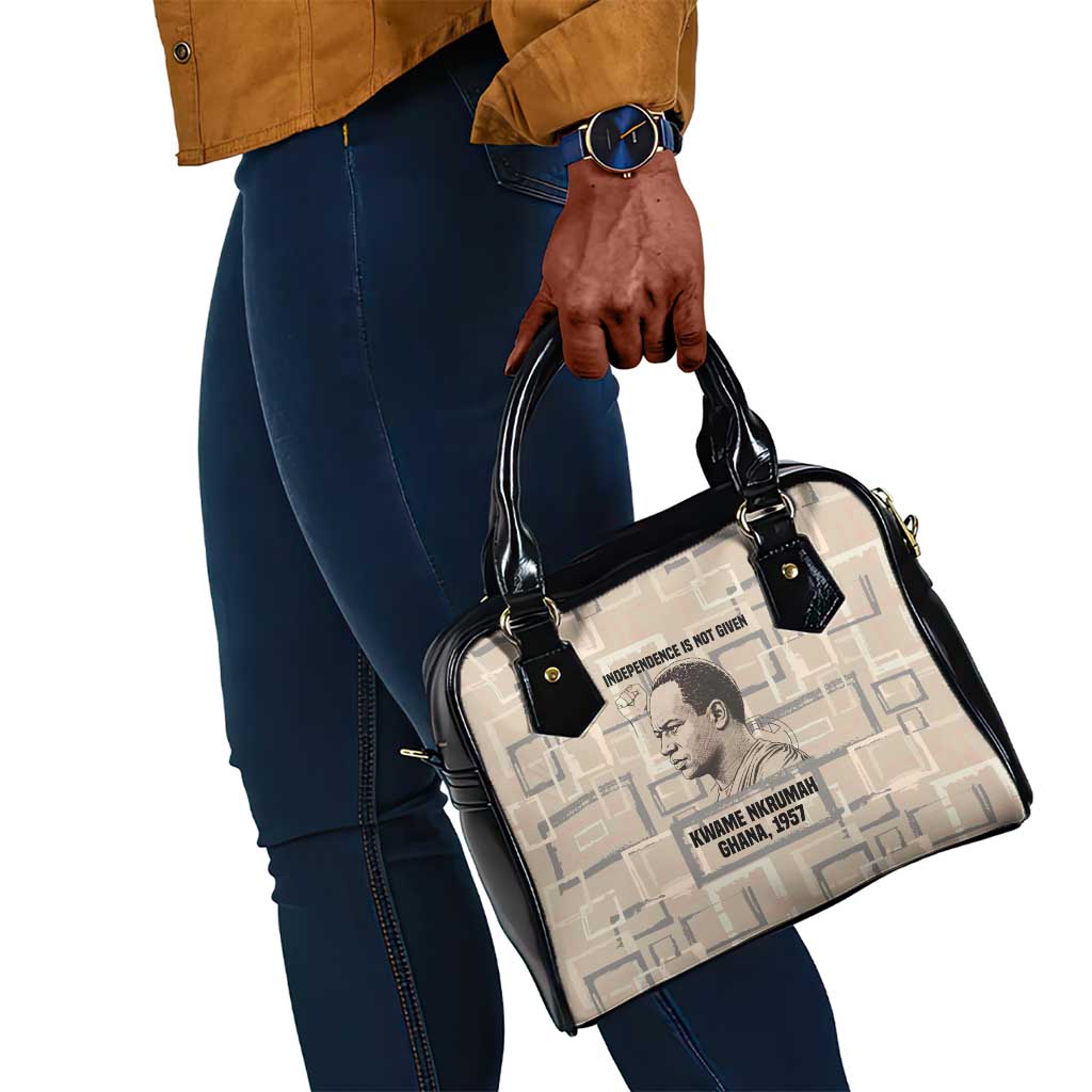 Kwame Nkrumah Shoulder Handbag with Raised Fist Design and Independence Quote Ghana 1957 Tribute - African Pride
