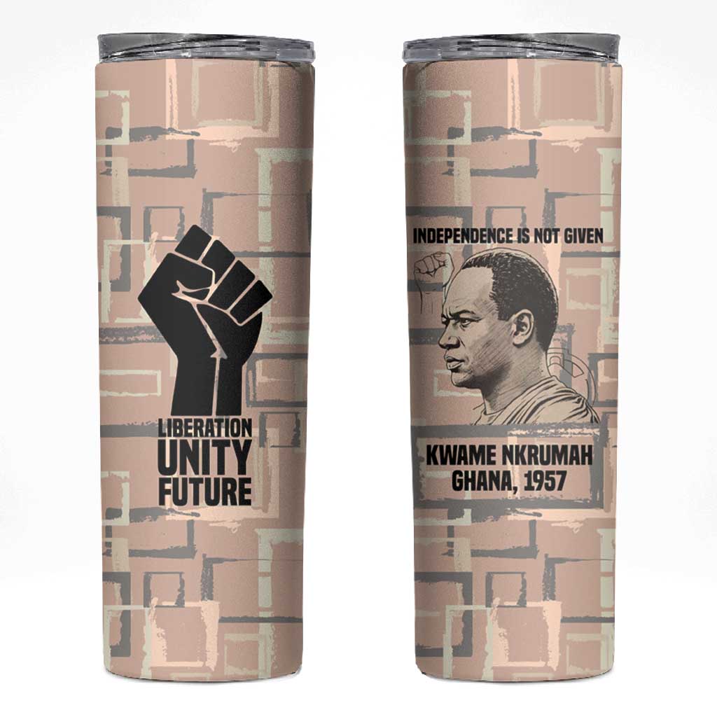 Kwame Nkrumah Skinny Tumbler with Raised Fist Design and Independence Quote Ghana 1957 Tribute - African Pride