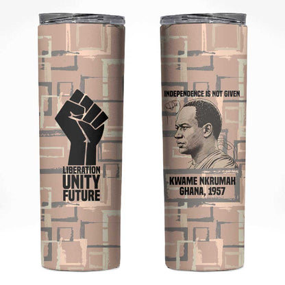Kwame Nkrumah Skinny Tumbler with Raised Fist Design and Independence Quote Ghana 1957 Tribute - African Pride