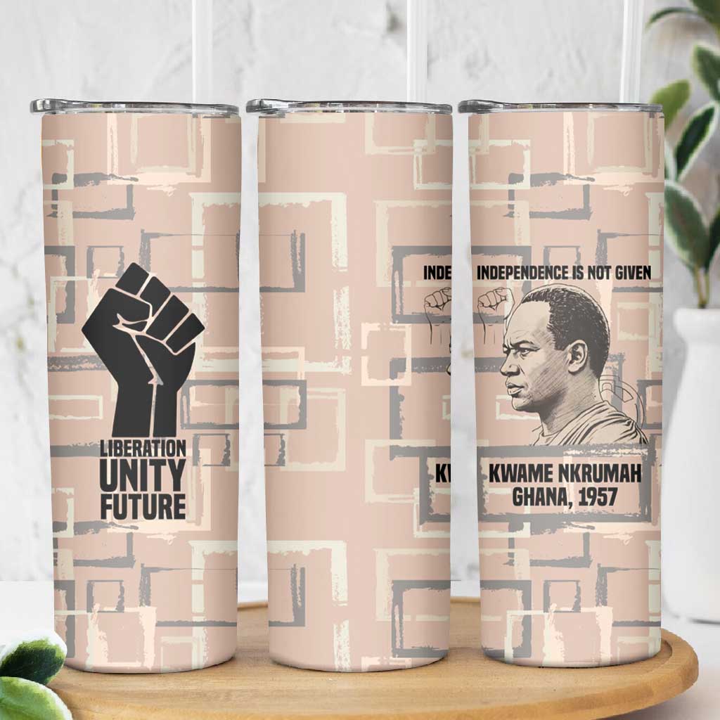 Kwame Nkrumah Skinny Tumbler with Raised Fist Design and Independence Quote Ghana 1957 Tribute - African Pride