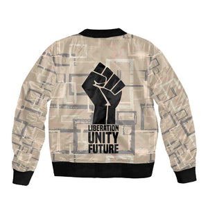 Kwame Nkrumah Sleeve Zip Bomber Jacket with Raised Fist Design and Independence Quote Ghana 1957 Tribute - African Pride