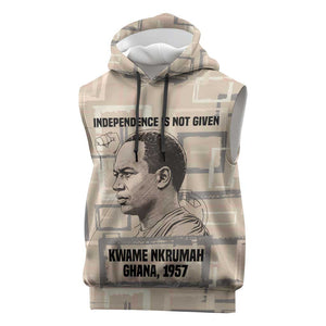 Kwame Nkrumah Sleeveless Hoodie with Raised Fist Design and Independence Quote Ghana 1957 Tribute - African Pride