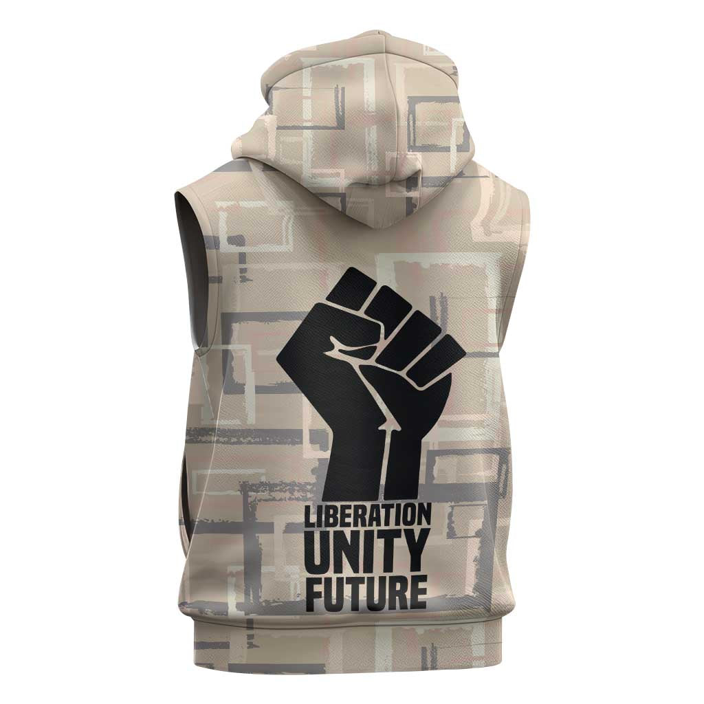 Kwame Nkrumah Sleeveless Hoodie with Raised Fist Design and Independence Quote Ghana 1957 Tribute - African Pride
