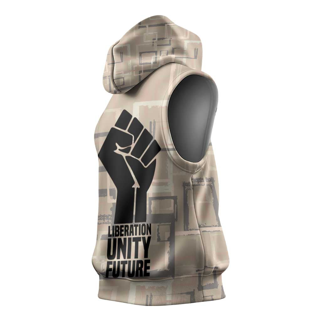 Kwame Nkrumah Sleeveless Hoodie with Raised Fist Design and Independence Quote Ghana 1957 Tribute - African Pride
