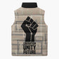 Kwame Nkrumah Sleeveless Puffer Jacket with Raised Fist Design and Independence Quote Ghana 1957 Tribute - African Pride