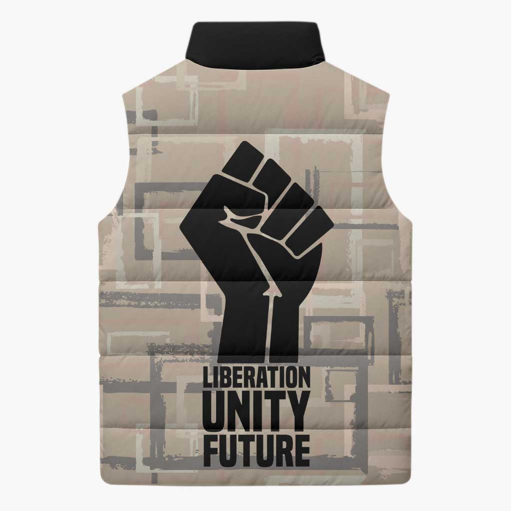 Kwame Nkrumah Sleeveless Puffer Jacket with Raised Fist Design and Independence Quote Ghana 1957 Tribute - African Pride