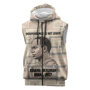 Kwame Nkrumah Sleeveless Zip Hoodie with Raised Fist Design and Independence Quote Ghana 1957 Tribute - African Pride