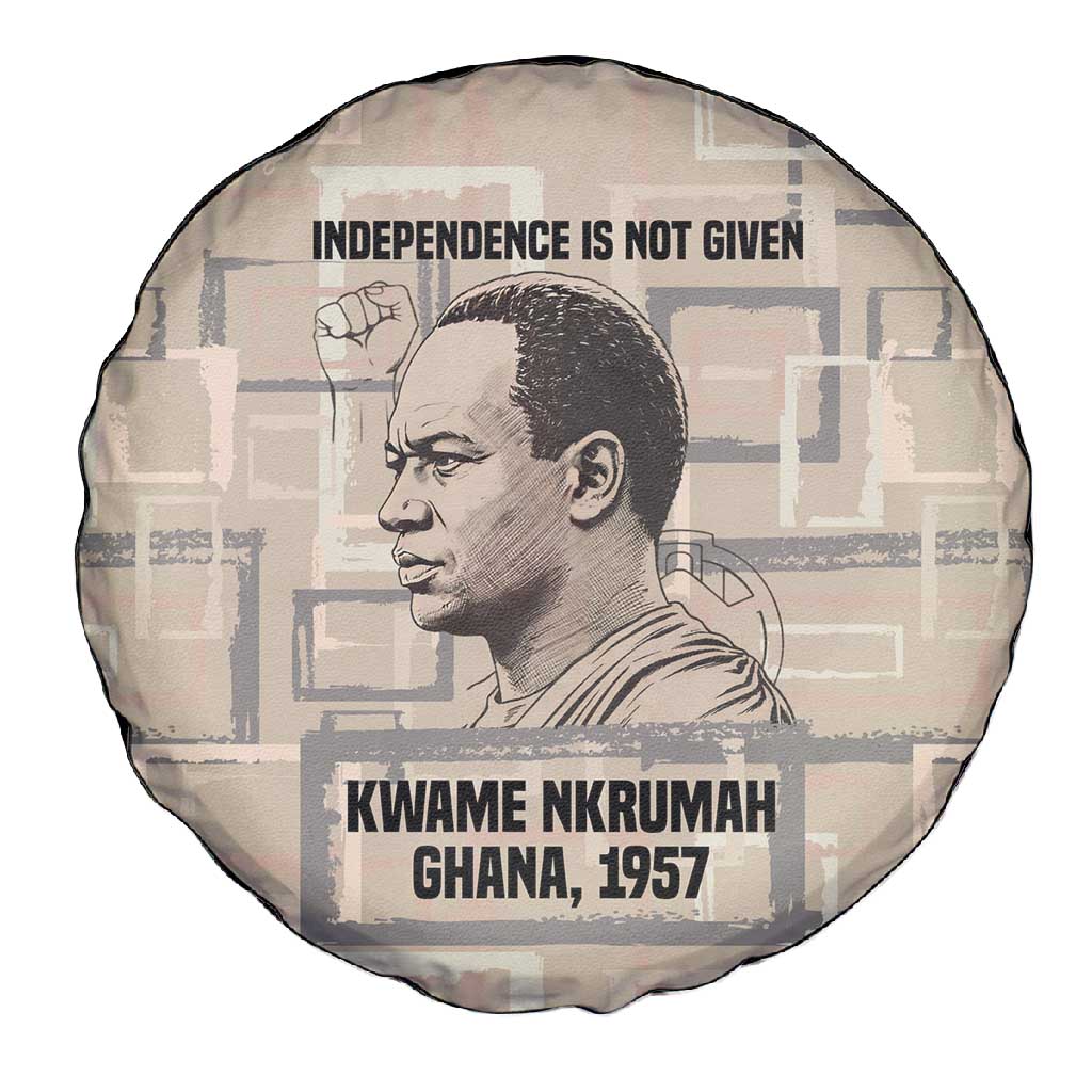 Kwame Nkrumah Spare Tire Cover with Raised Fist Design and Independence Quote Ghana 1957 Tribute - African Pride