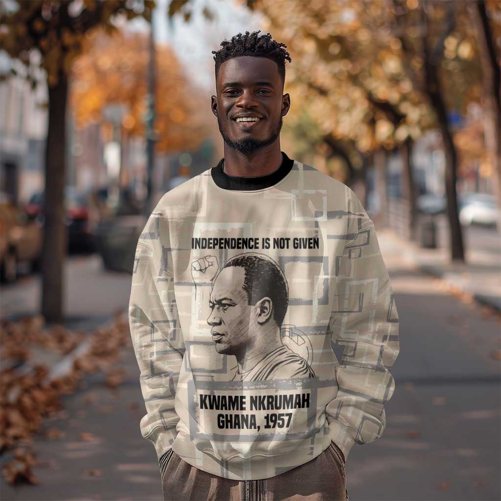 Kwame Nkrumah Sweatshirt with Raised Fist Design and Independence Quote Ghana 1957 Tribute - African Pride