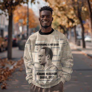 Kwame Nkrumah Sweatshirt with Raised Fist Design and Independence Quote Ghana 1957 Tribute - African Pride