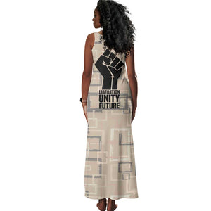 Kwame Nkrumah Tank Maxi Dress with Raised Fist Design and Independence Quote Ghana 1957 Tribute - African Pride