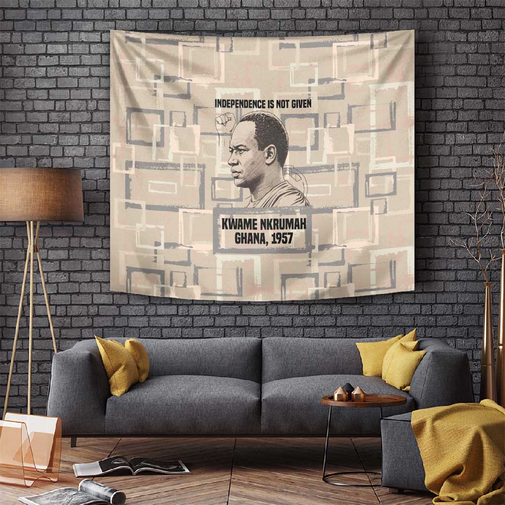 Kwame Nkrumah Tapestry with Raised Fist Design and Independence Quote Ghana 1957 Tribute - African Pride