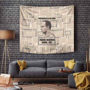 Kwame Nkrumah Tapestry with Raised Fist Design and Independence Quote Ghana 1957 Tribute - African Pride