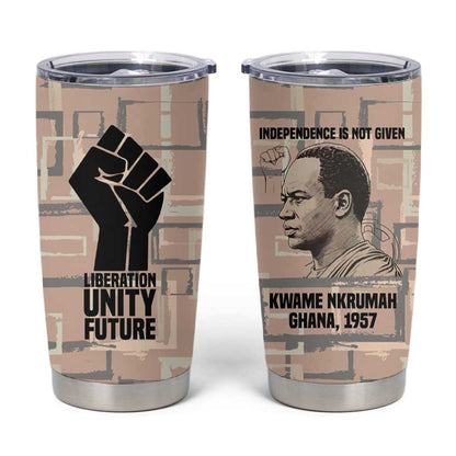 Kwame Nkrumah Tumbler Cup with Raised Fist Design and Independence Quote Ghana 1957 Tribute - African Pride