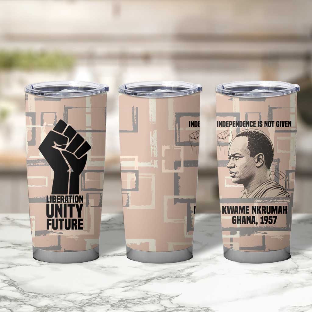 Kwame Nkrumah Tumbler Cup with Raised Fist Design and Independence Quote Ghana 1957 Tribute - African Pride